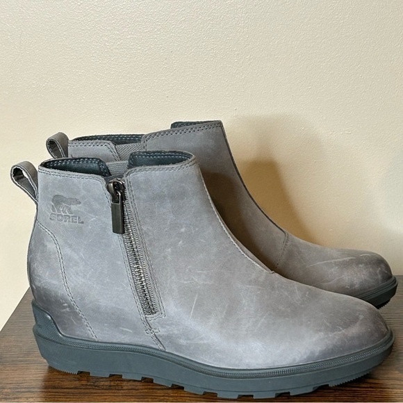 Sorel Women's Evie II Zip Wedge Booties Size 7 Quarry Grill - Picture 4 of 10